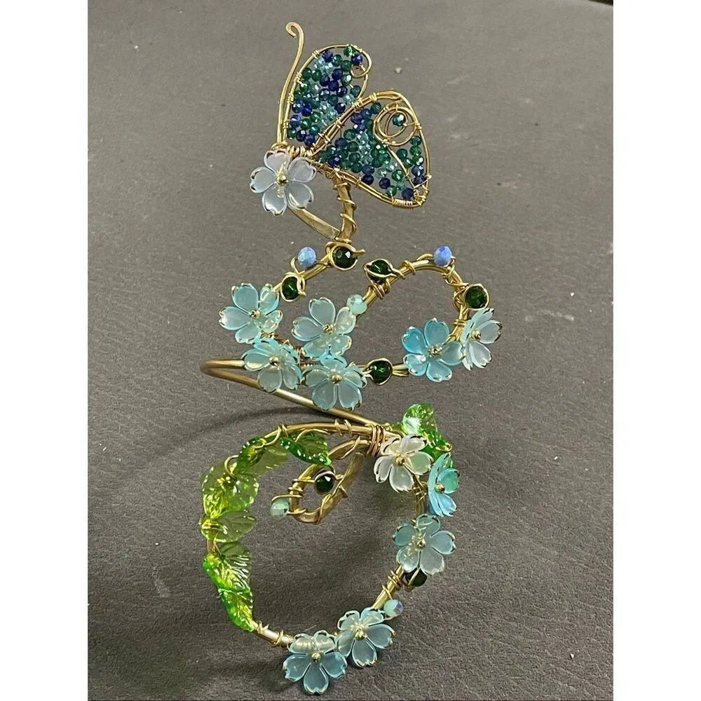 Woodland Magic adjustable butterfly gold tone floral arm cuff whimsical fairy co - Picture 8 of 8